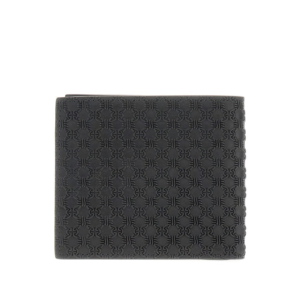 Embossed leather bi-fold wallet