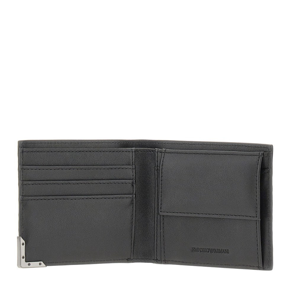Embossed leather bi-fold wallet