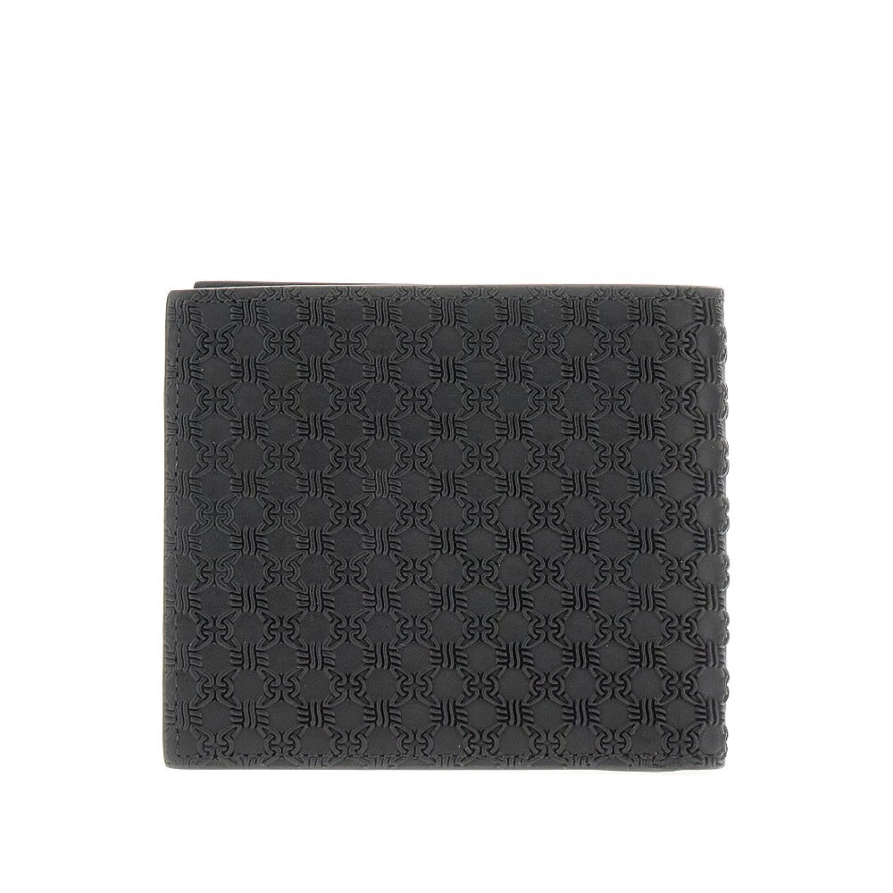 Embossed leather bi-fold wallet
