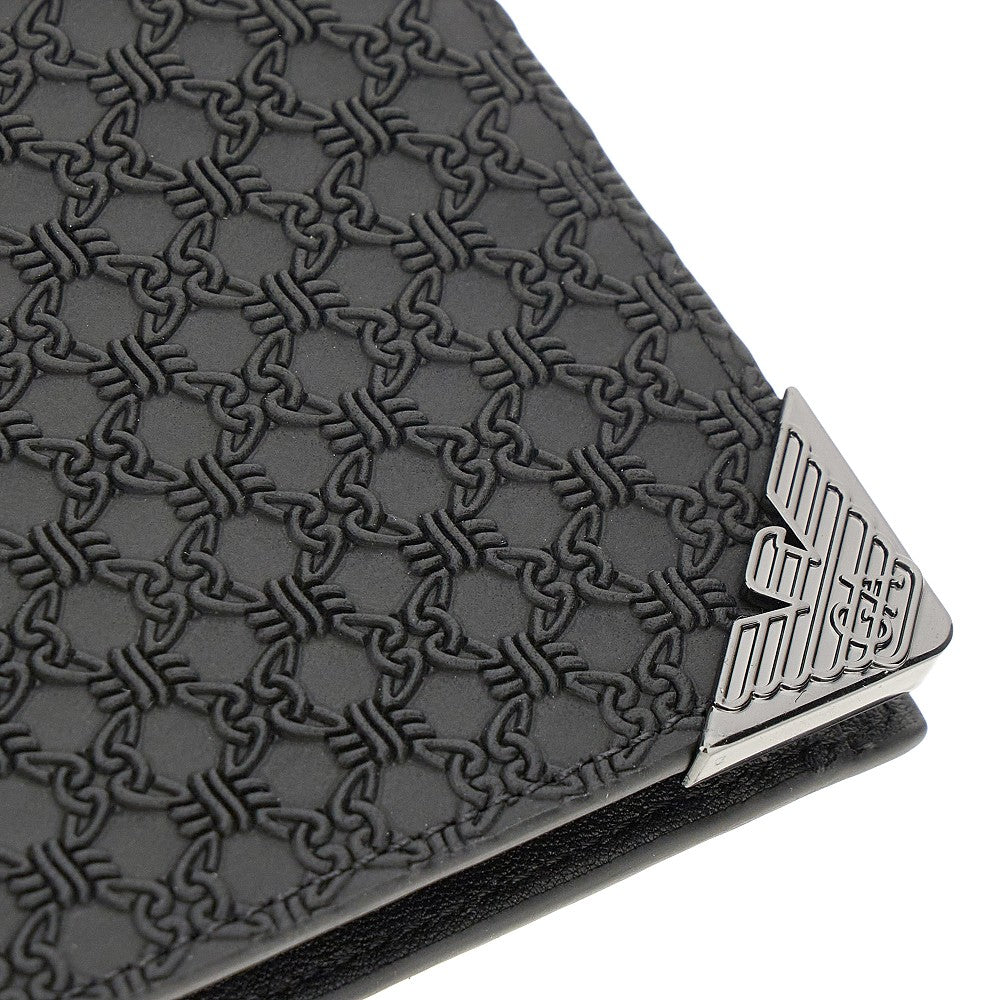 Embossed leather bi-fold wallet
