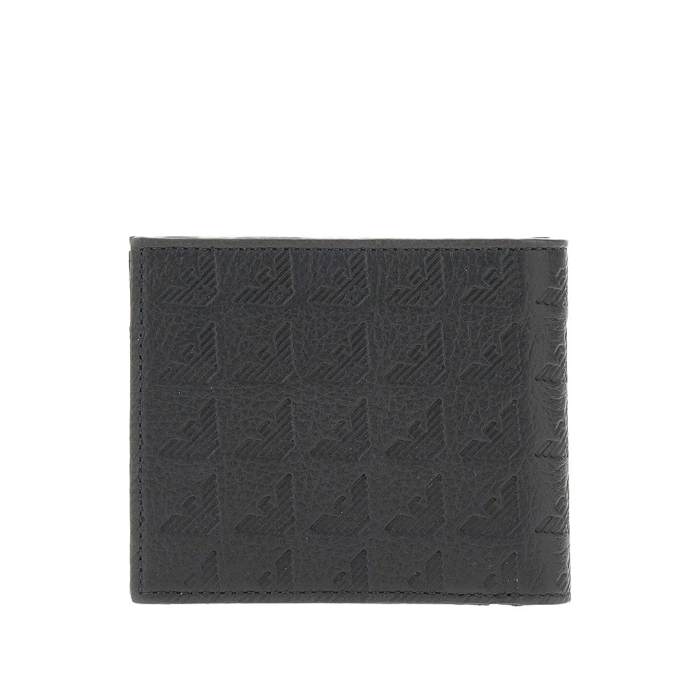 All-over logo debossed leather bi-fold wallet