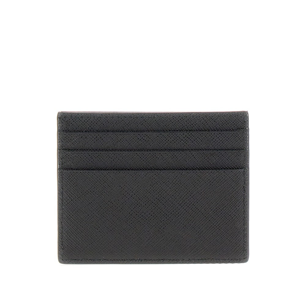 Portacarte in pelle Saffiano con logo