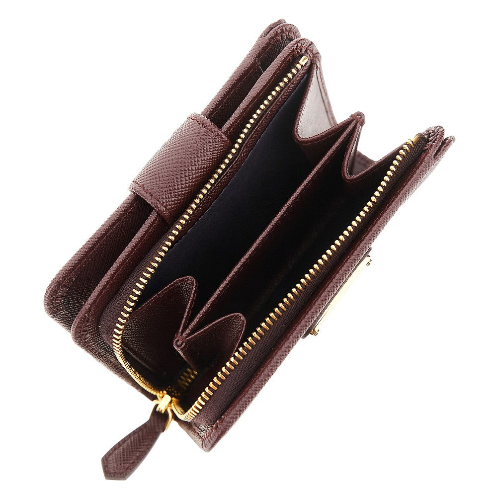 Portafoglio piccolo in pelle Saffiano con zip