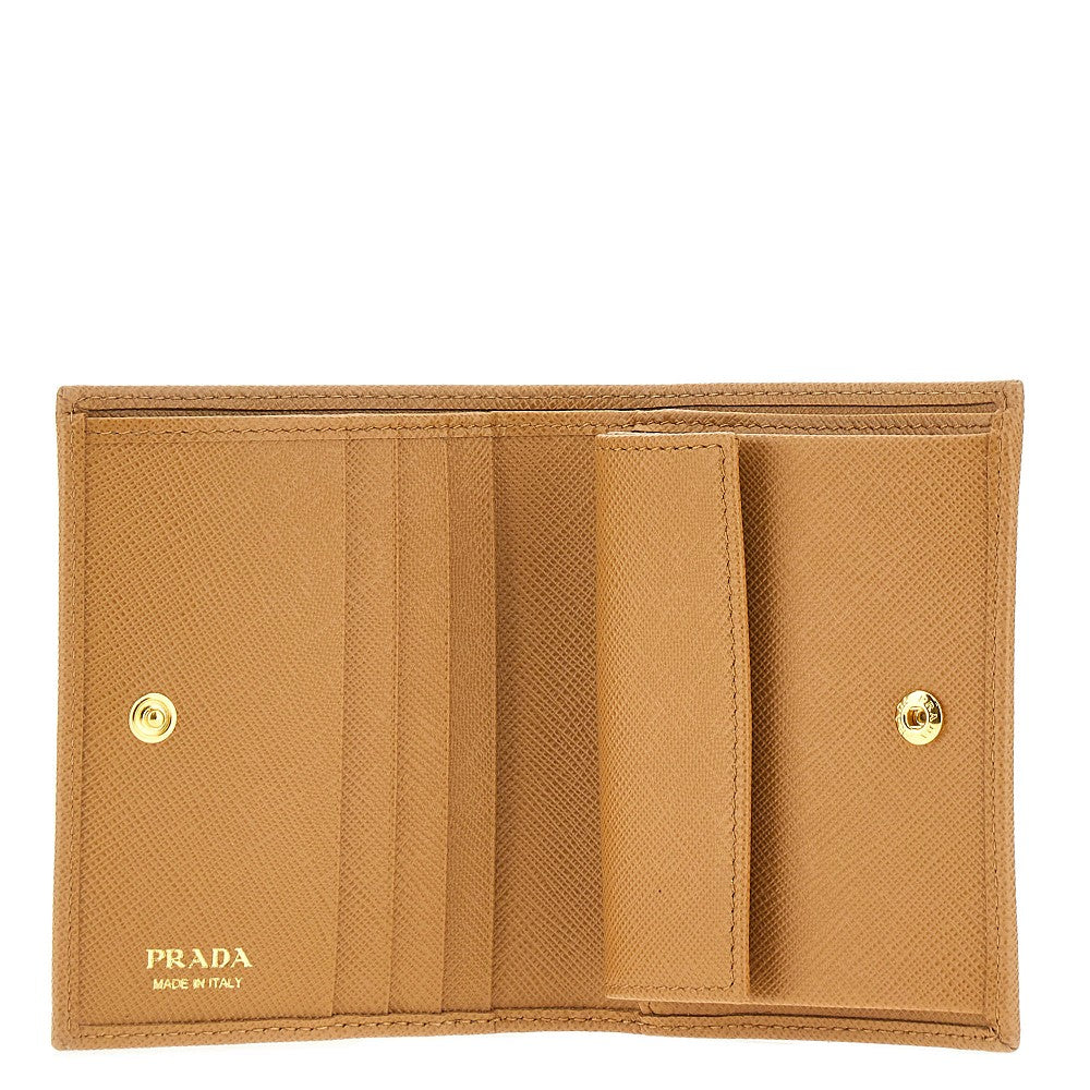 Portafoglio bi-fold in pelle Saffiano