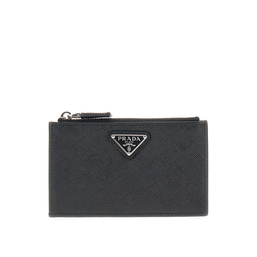 Portacarte in pelle Saffiano con logo