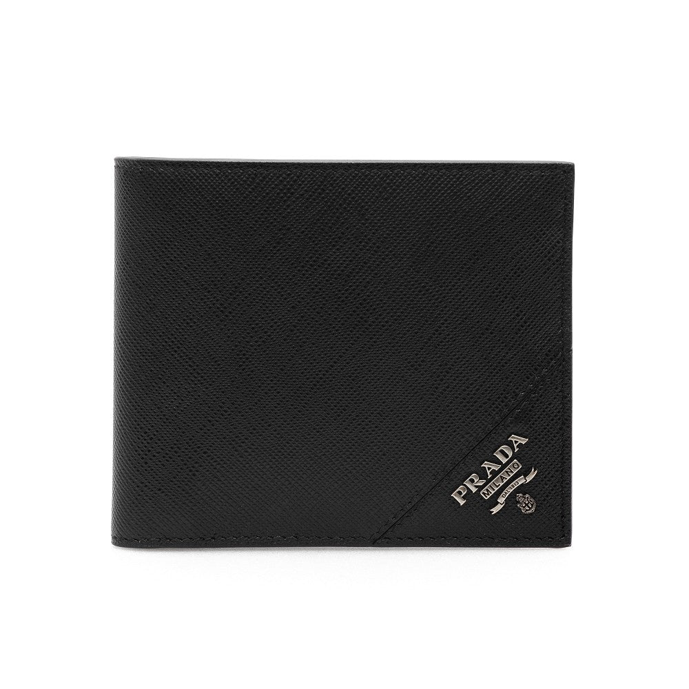 Portafoglio bi-fold in pelle Saffiano