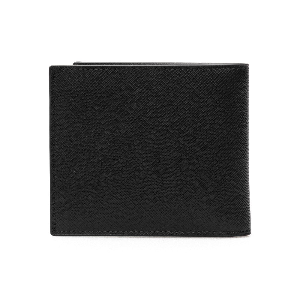 Portafoglio bi-fold in pelle Saffiano