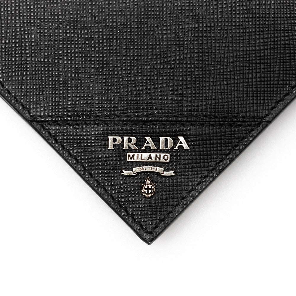 Portafoglio bi-fold in pelle Saffiano