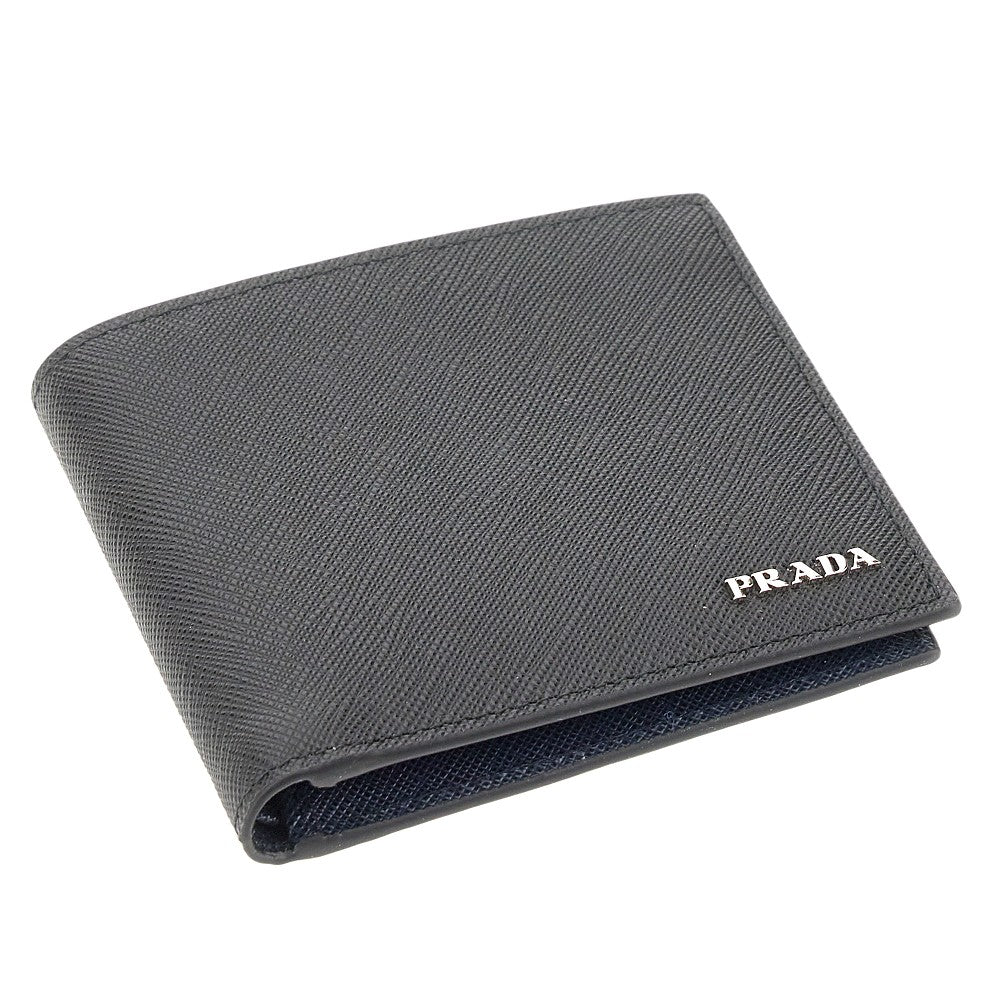 Portafoglio bi-fold in pelle Saffiano