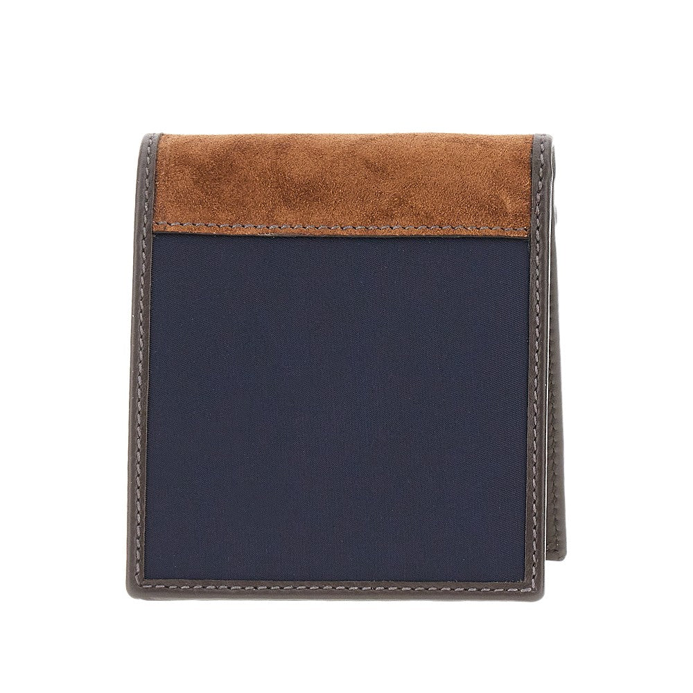 Portafoglio bi-fold in nylon e pelle