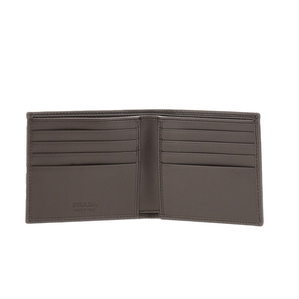 Portafoglio bi-fold in nylon e pelle