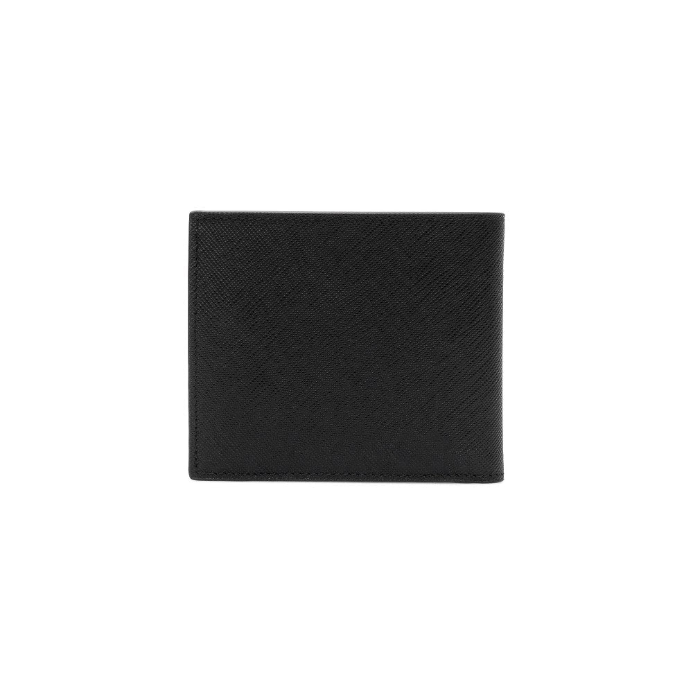 Portafoglio bi-fold in pelle Saffiano