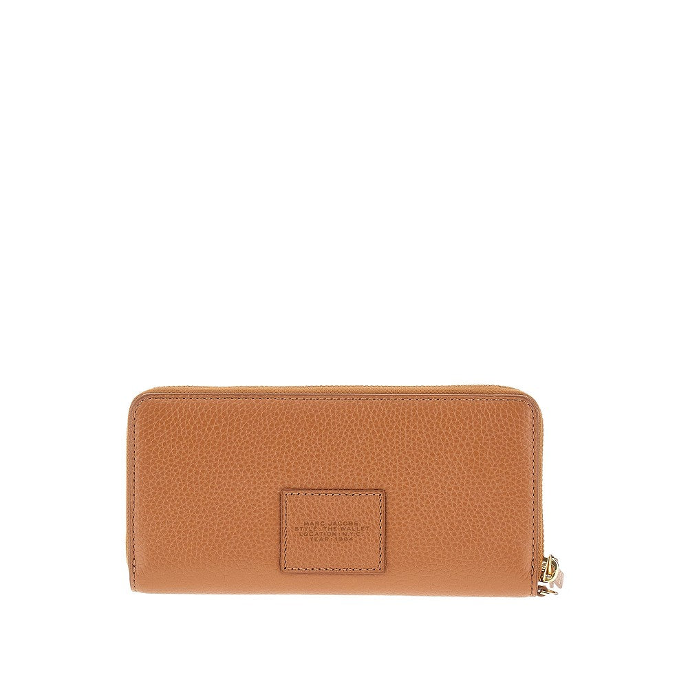 Grained leather zip-around wallet