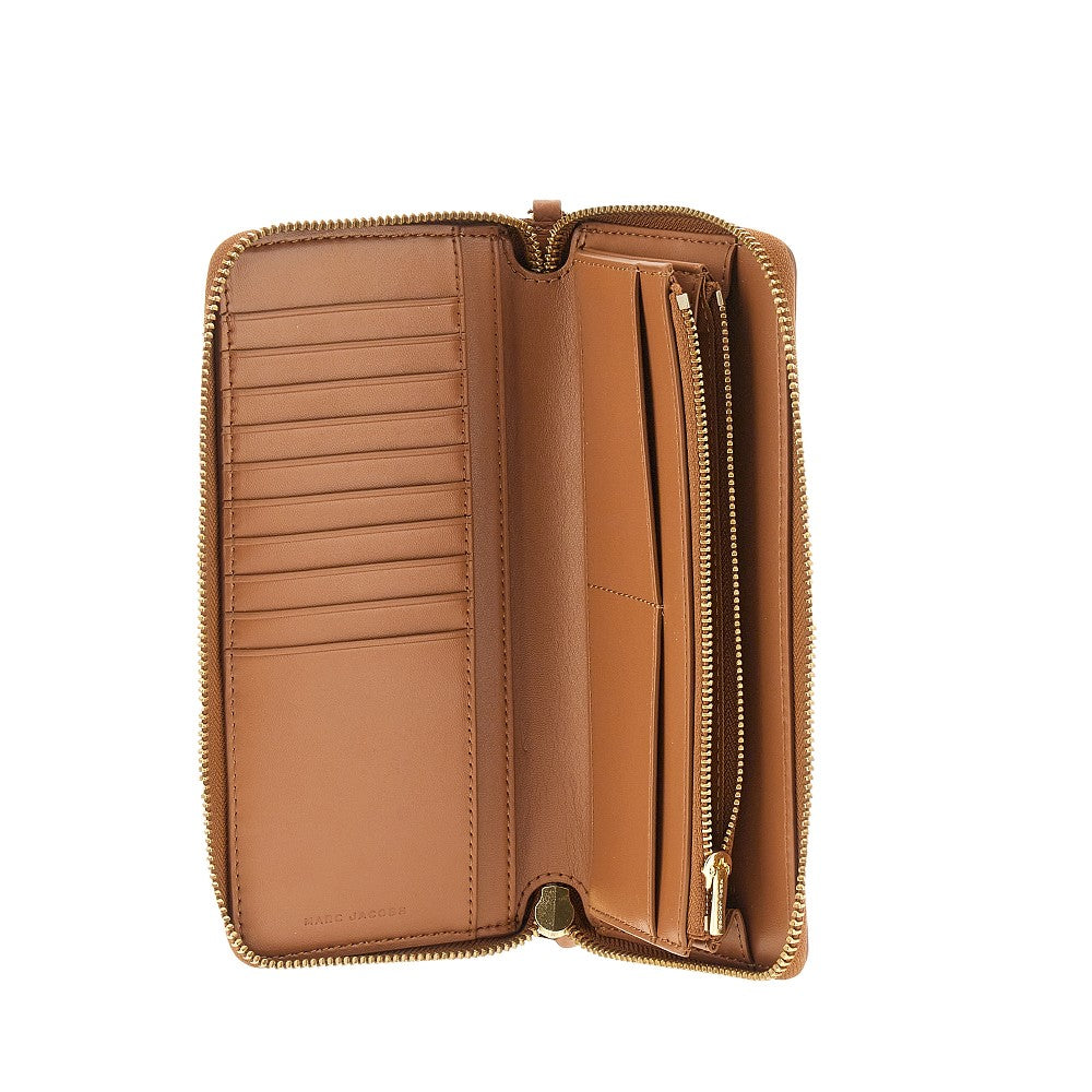 Grained leather zip-around wallet