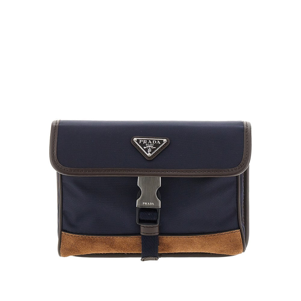 Re-Nylon and leather smartphone pouch