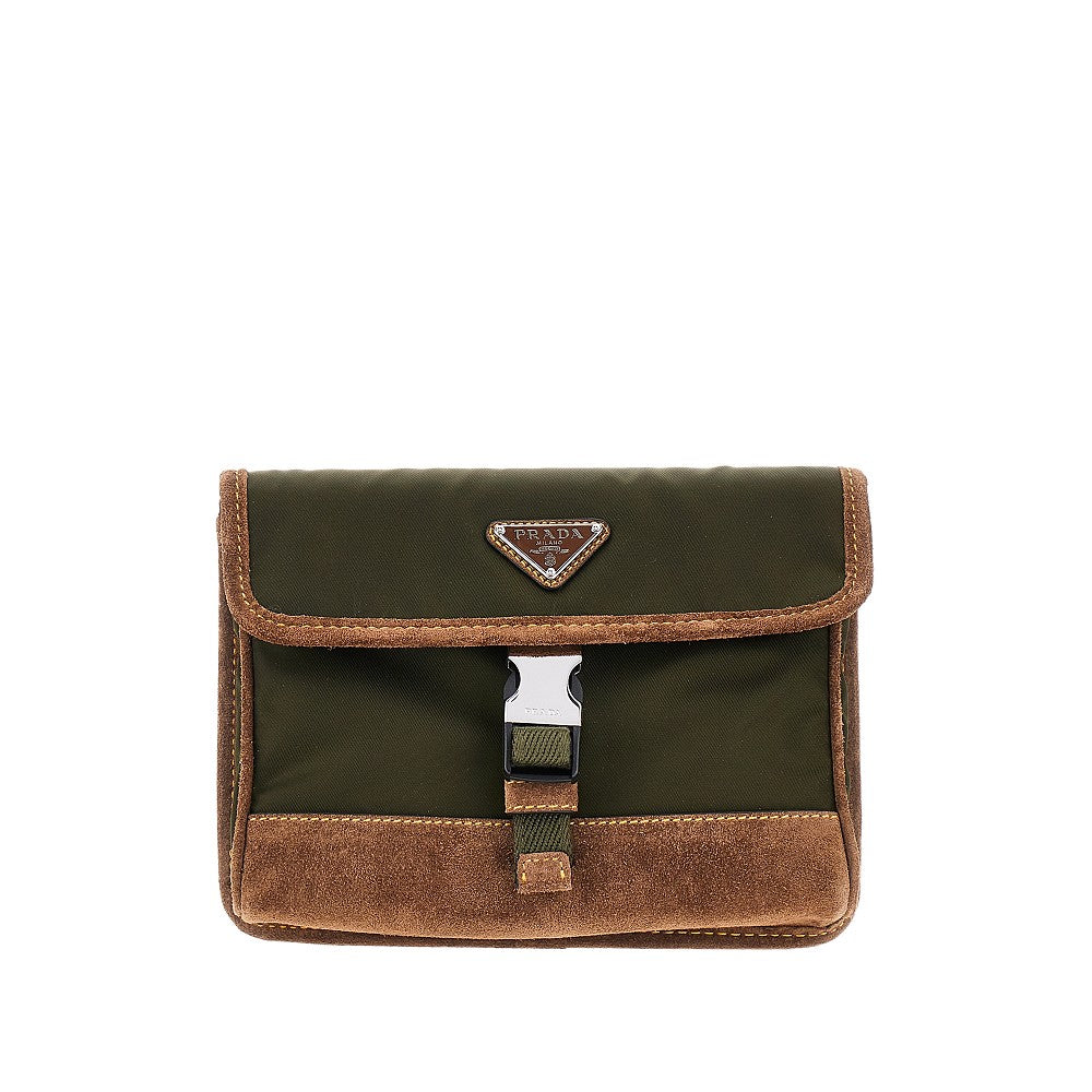Re-Nylon and leather smartphone pouch