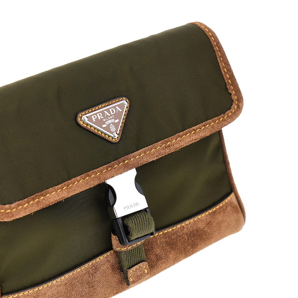 Re-Nylon and leather smartphone pouch