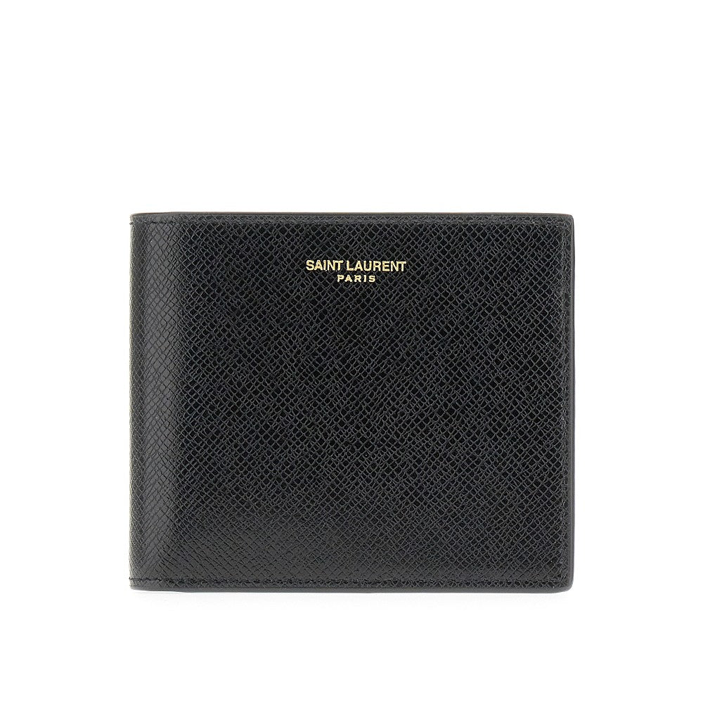 Portafoglio bi-fold in pelle grain