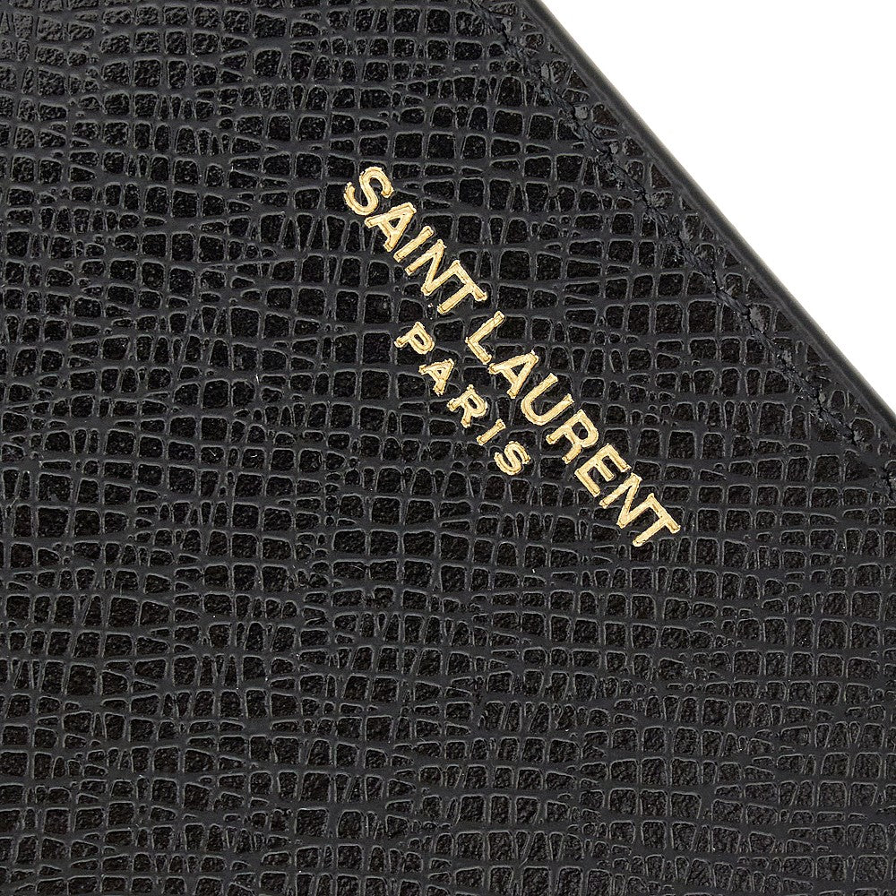 Portafoglio bi-fold in pelle grain