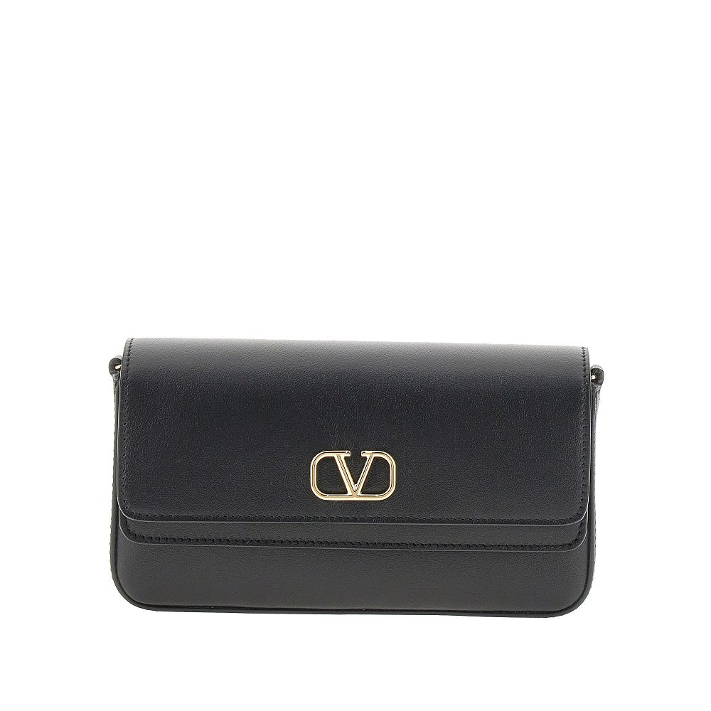 Clutch in pelle con dettaglio VLogo Signature