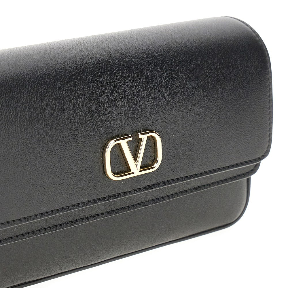 Clutch in pelle con dettaglio VLogo Signature