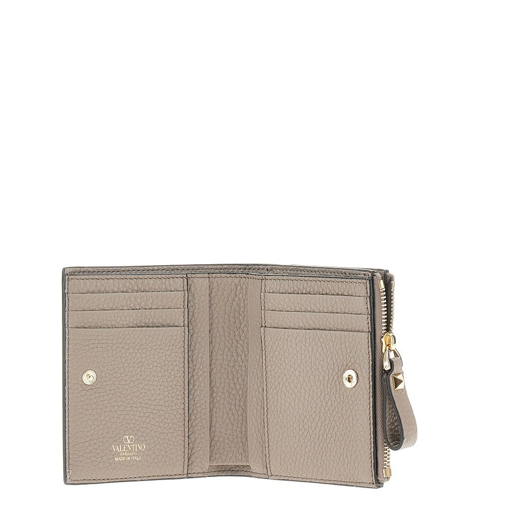 Portafoglio 'Rockstud' piccolo in pelle grain