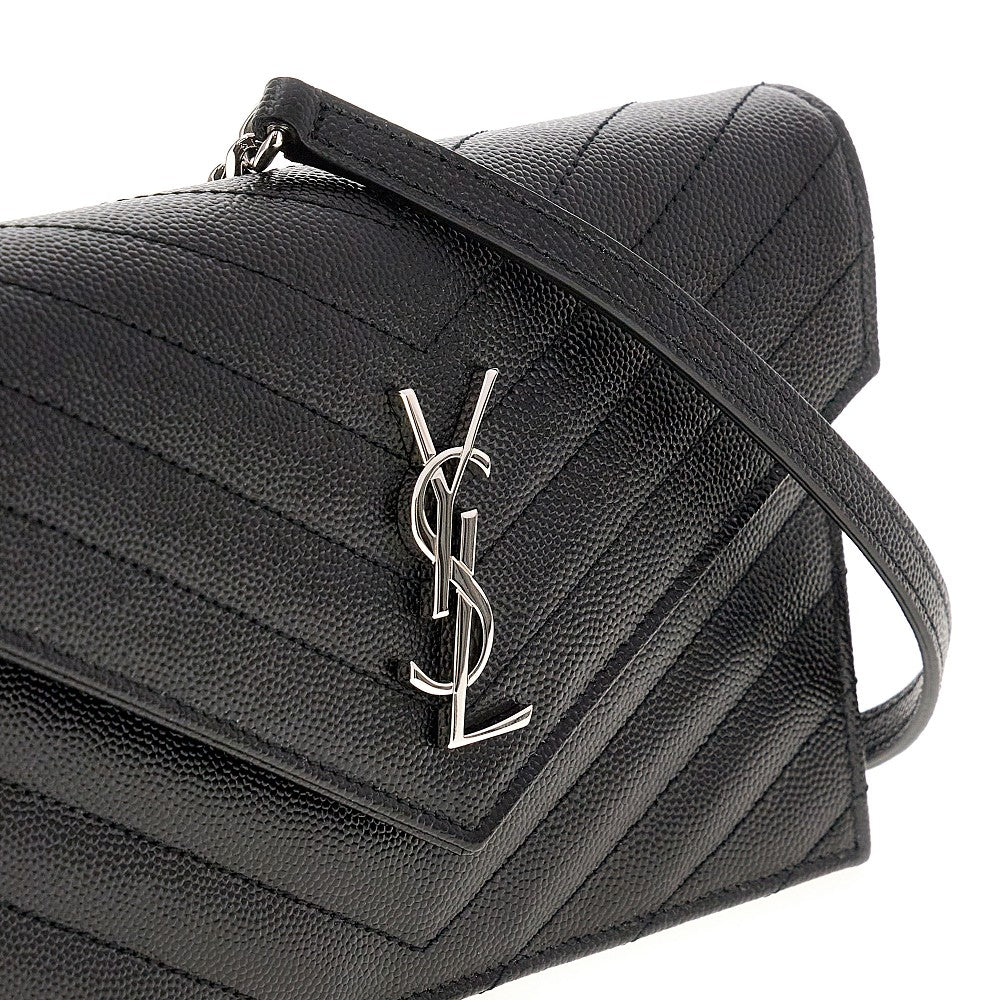 Pochette in pelle Grain de Poudre con catena
