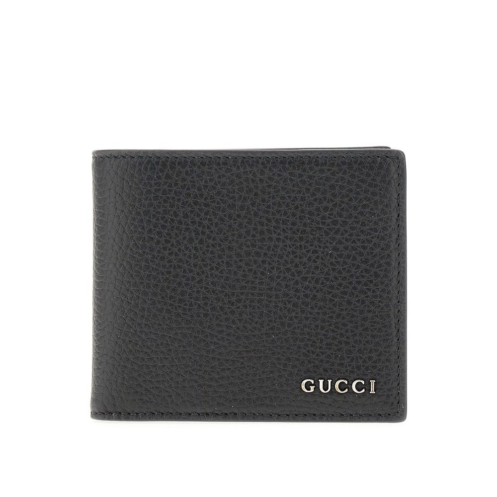 Grained leather bi-fold wallet