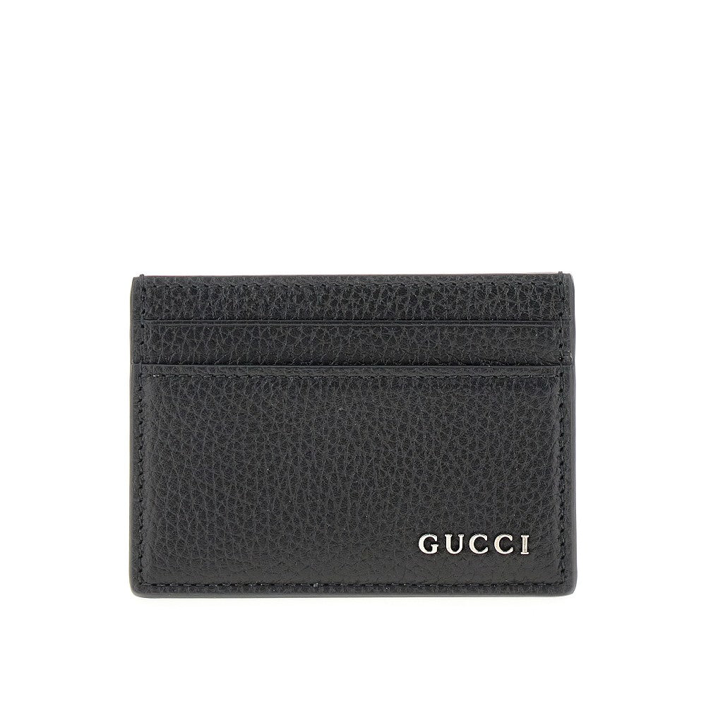 Logo grained leather cardholder