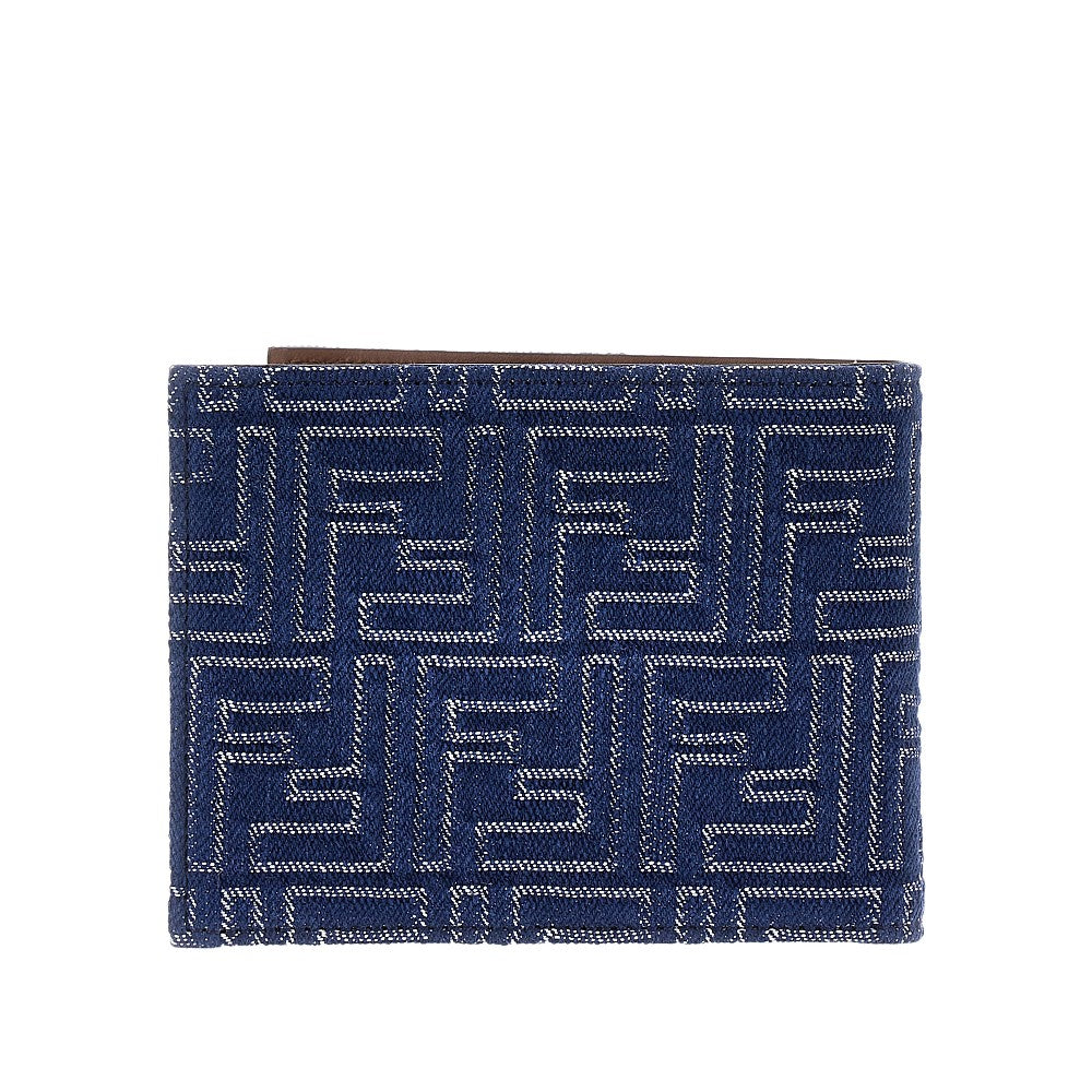 FF jacquard denim bi-fold wallet