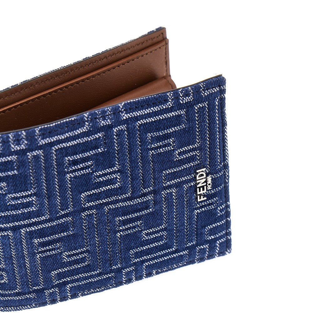 FF jacquard denim bi-fold wallet