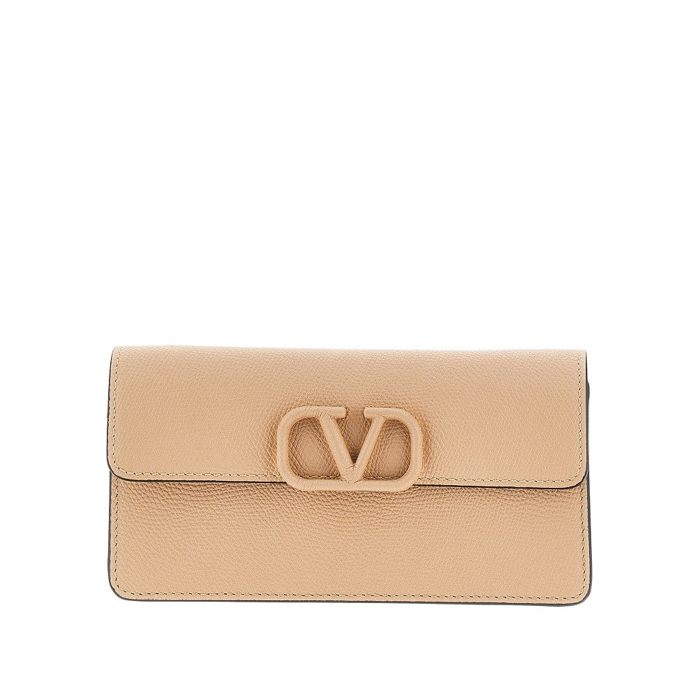 Pochette VLogo Signature in pelle granata