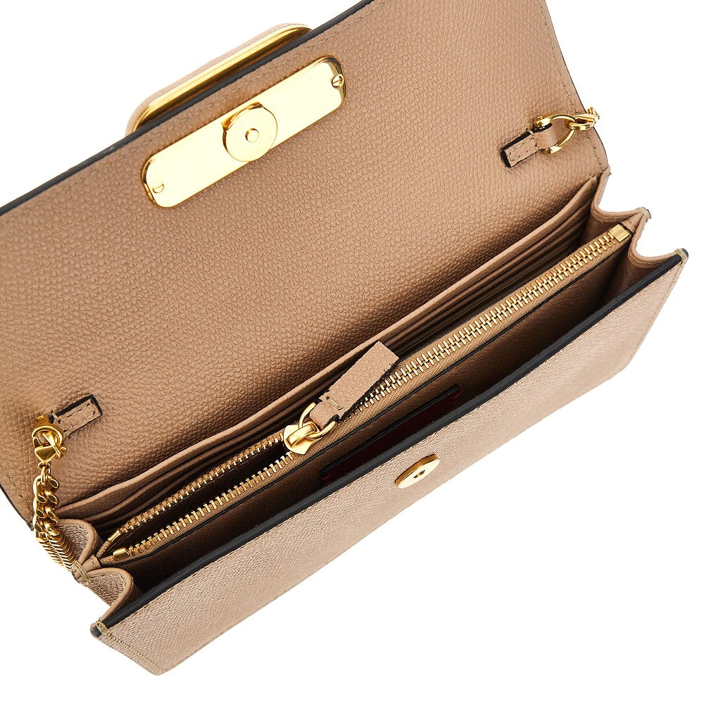 Pochette VLogo Signature in pelle granata