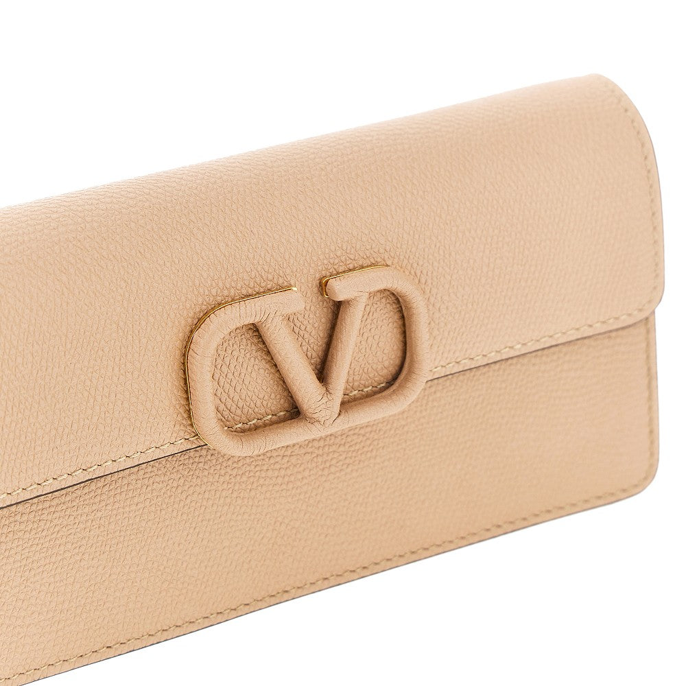 Pochette VLogo Signature in pelle granata