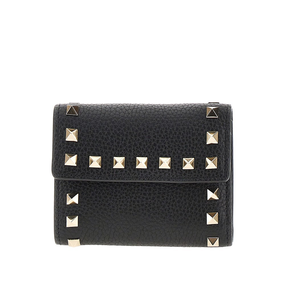 'Rockstud' leather tri-fold wallet