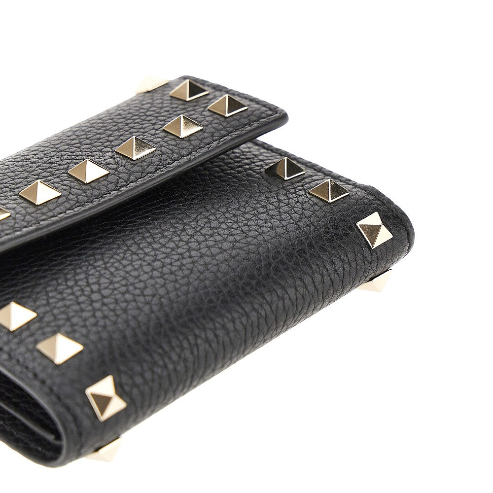 'Rockstud' leather tri-fold wallet