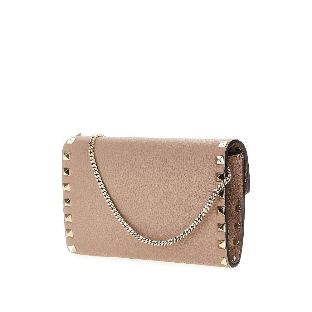 'Rockstud' grained leather clutch/wallet