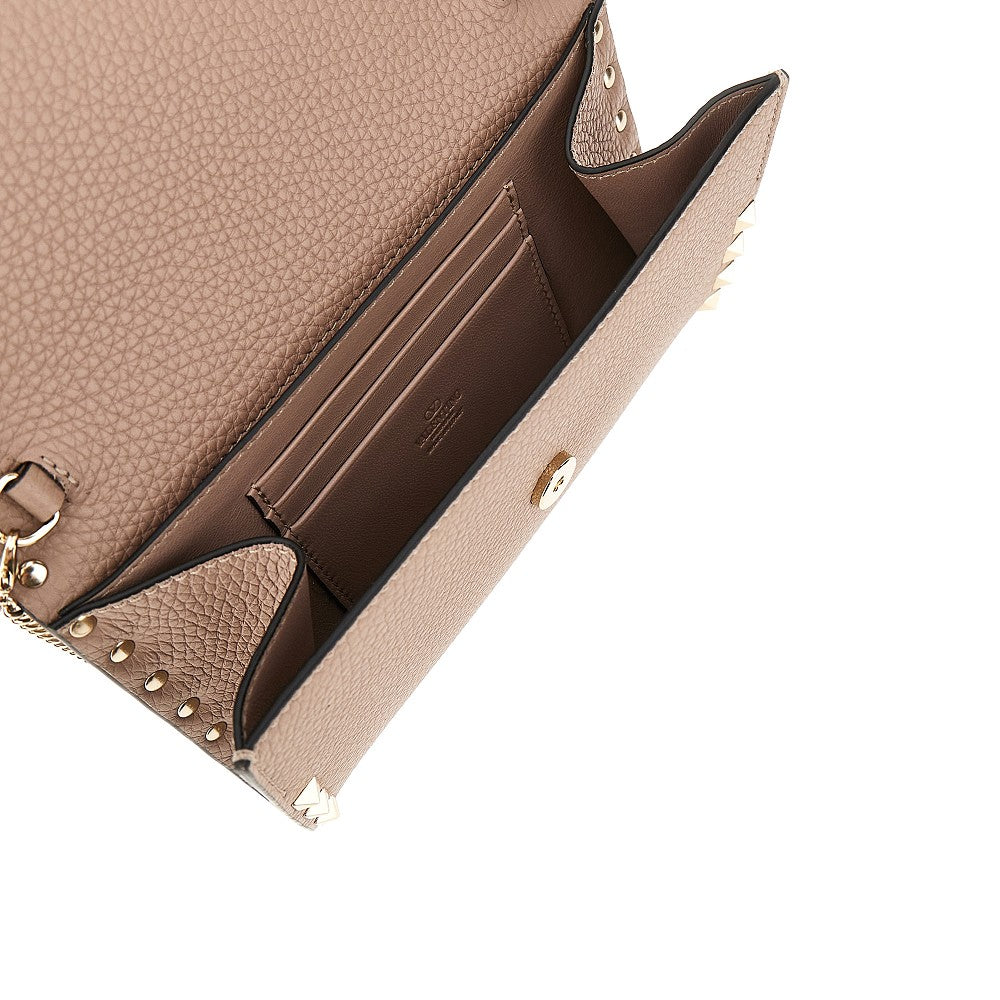 'Rockstud' grained leather clutch/wallet