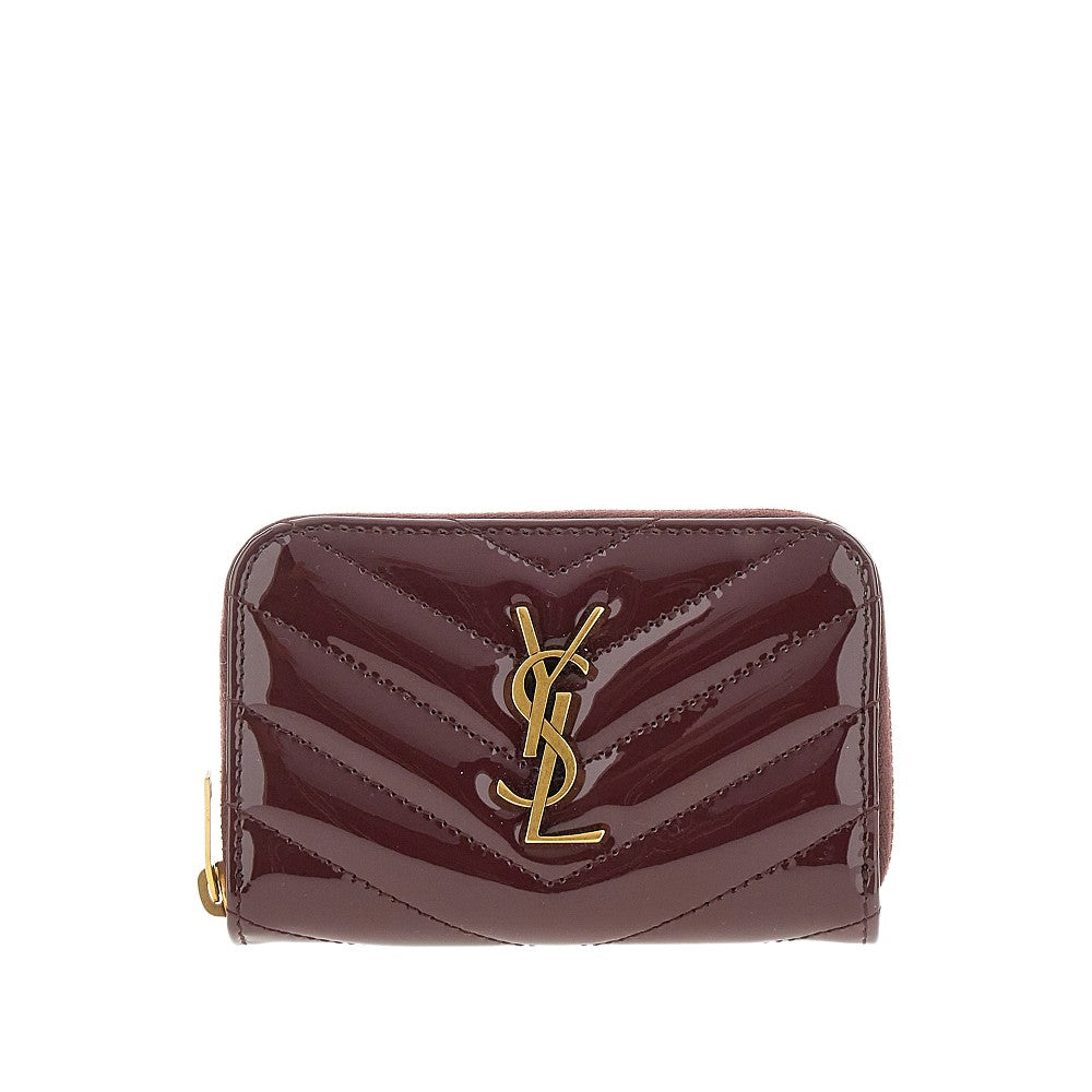 Patent leather zip-around mini wallet