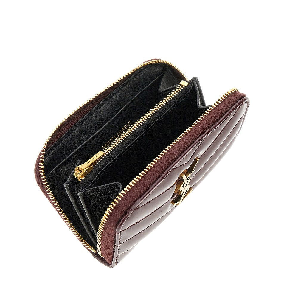 Patent leather zip-around mini wallet