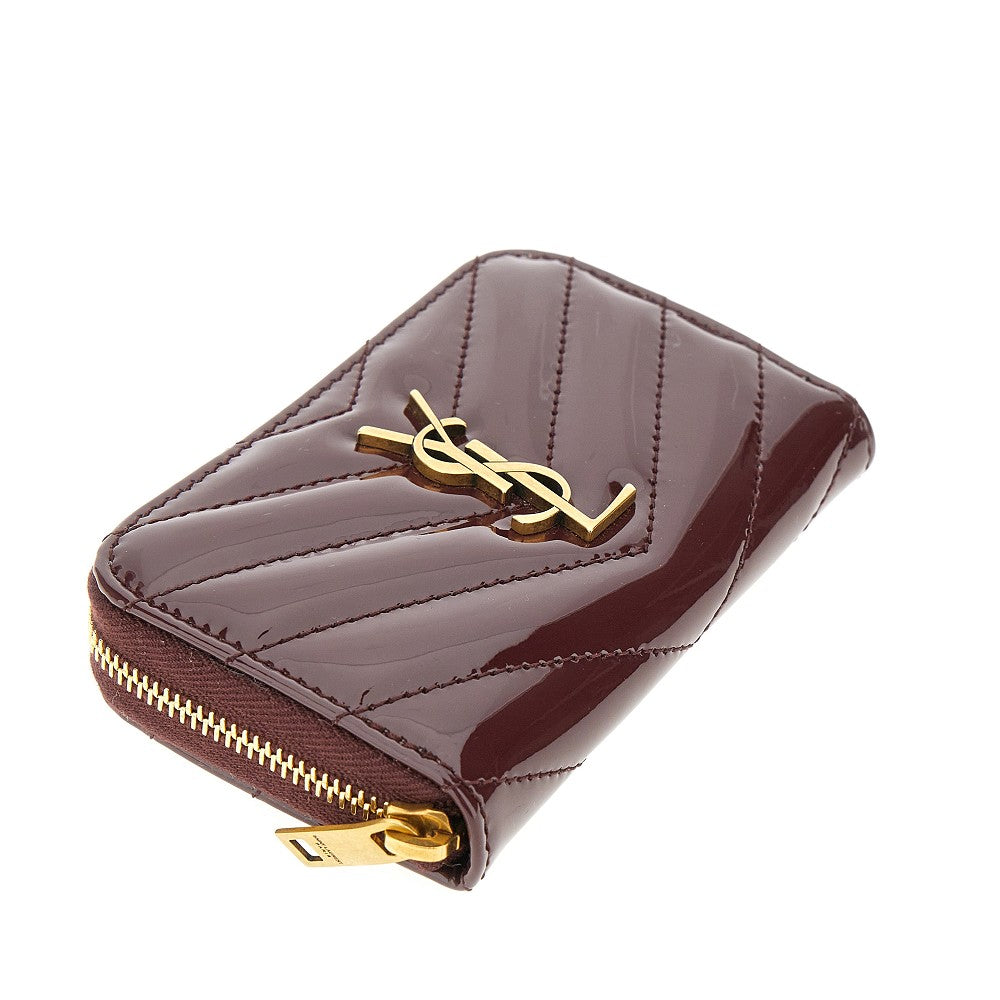 Patent leather zip-around mini wallet