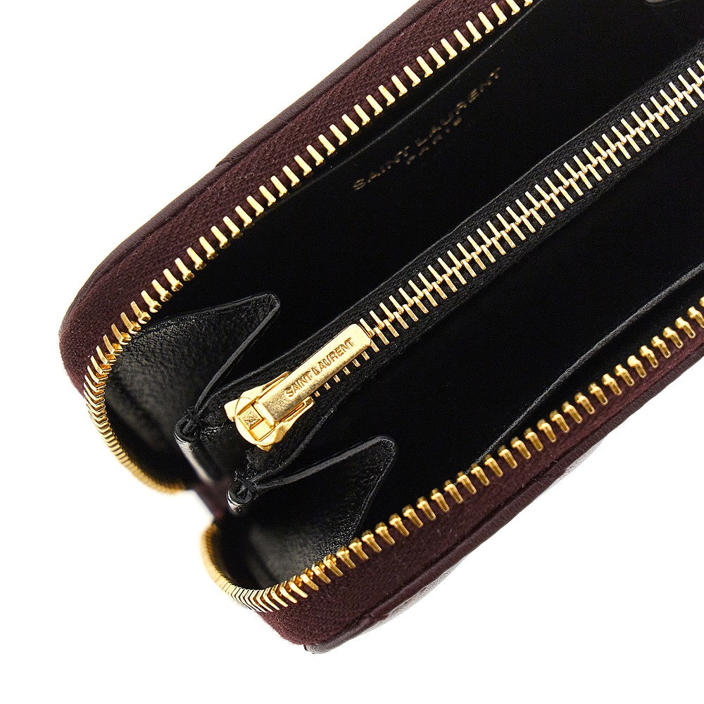 Leather zip-around mini wallet