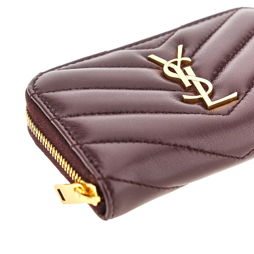 Leather zip-around mini wallet