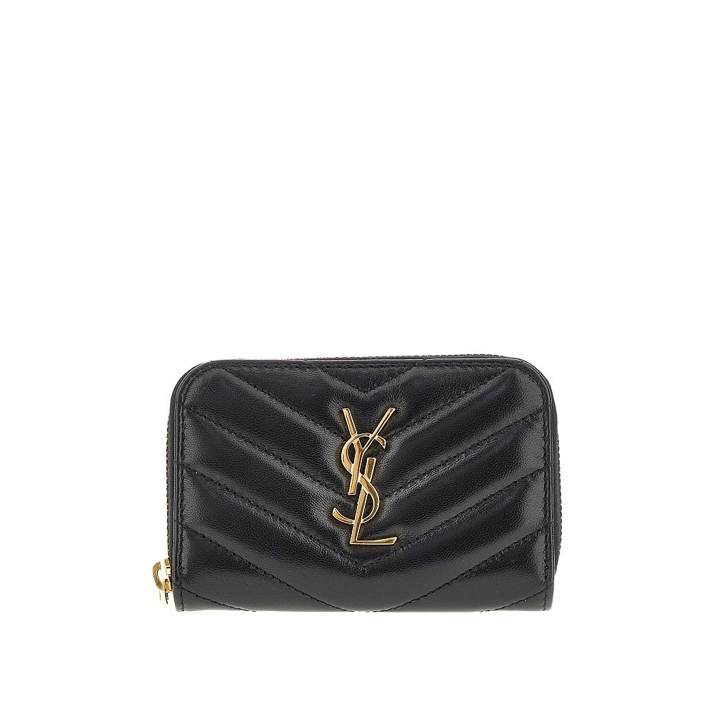Leather zip-around mini wallet