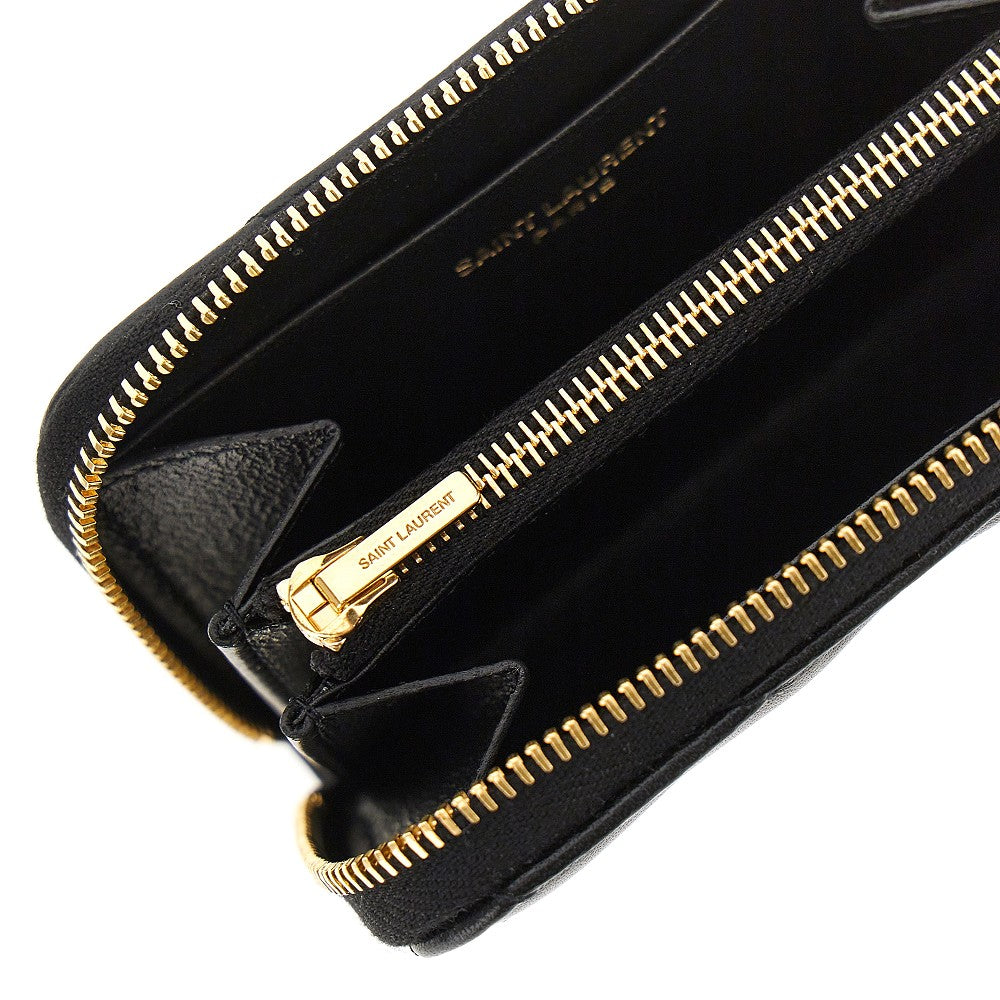 Leather zip-around mini wallet