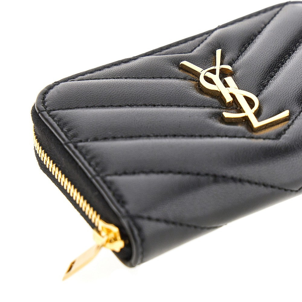Leather zip-around mini wallet