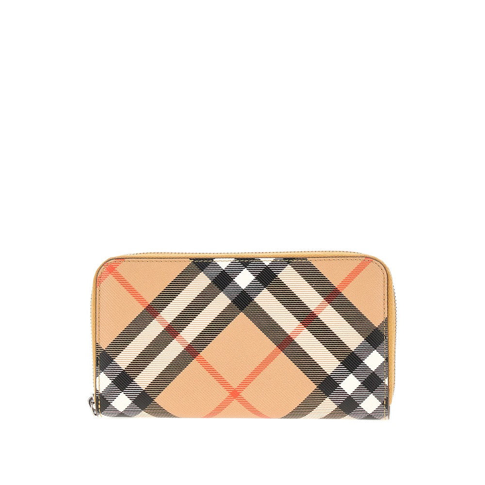 Check coated fabric zip-around wallet