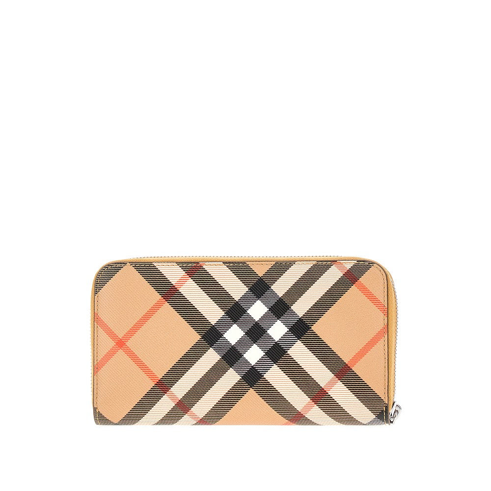 Check coated fabric zip-around wallet