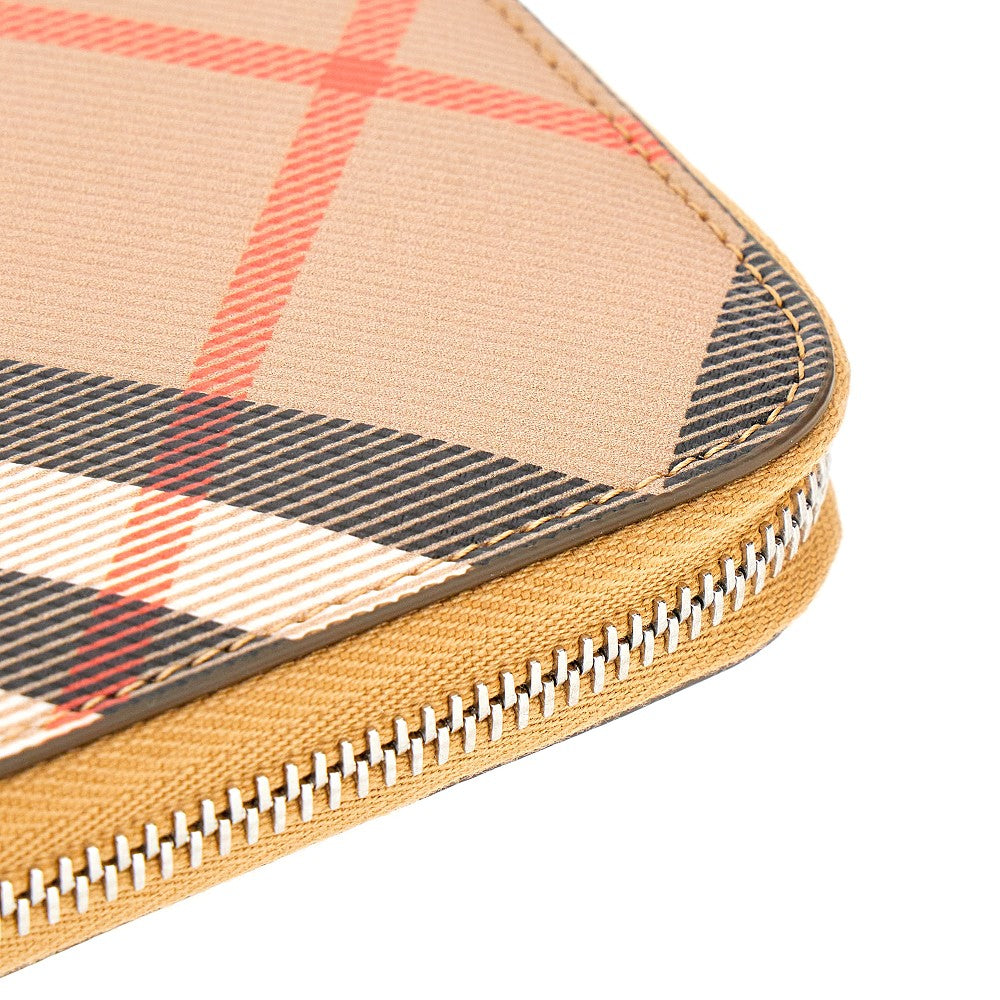 Check coated fabric zip-around wallet