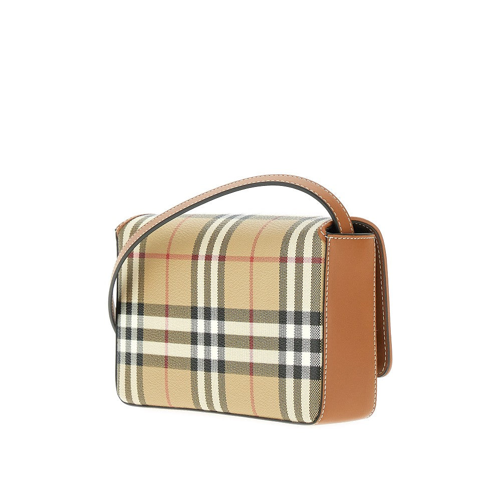 Check coated canvas clutch